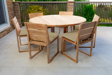 7 pc Venice Teak Armless Dining Set with 60" Round Dining Table