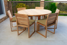 7 pc Venice Teak Armless Dining Set with 60" Round Dining Table