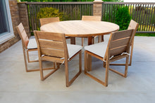 7 pc Venice Teak Armless Dining Set with 60" Round Dining Table