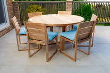 7 pc Venice Teak Armless Dining Set with 60" Round Dining Table