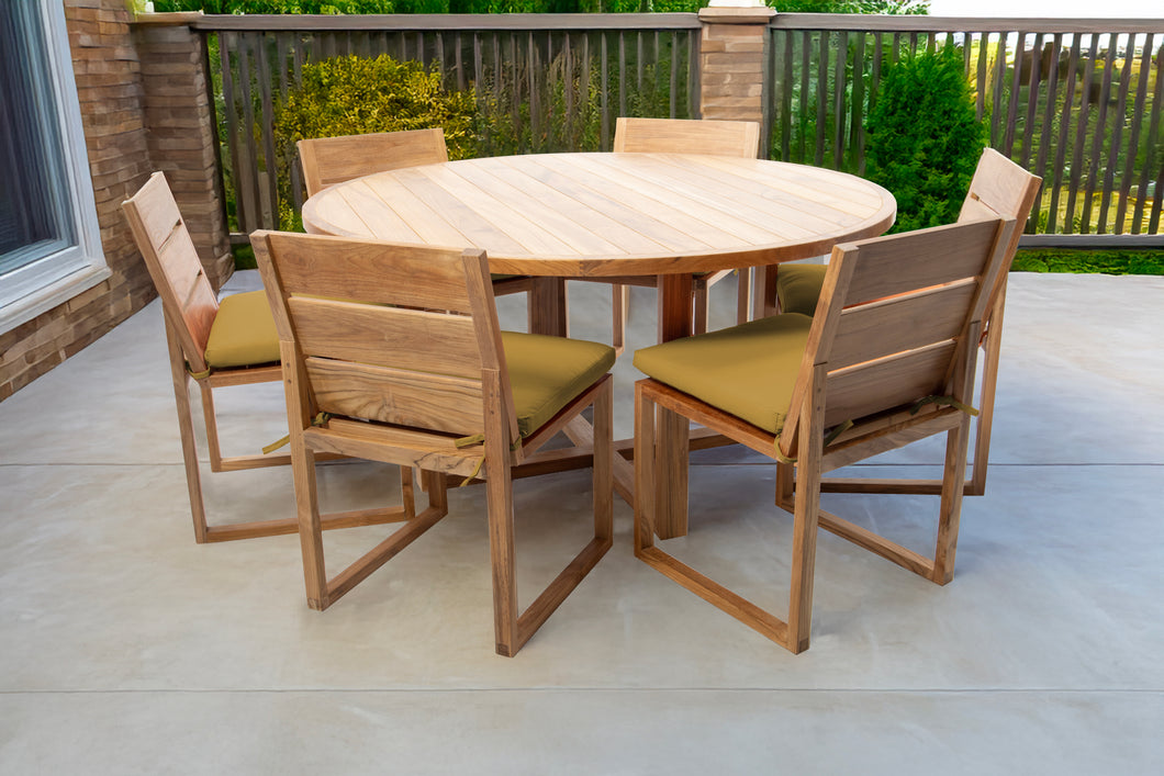 7 pc Venice Teak Armless Dining Set with 60