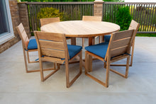 7 pc Venice Teak Armless Dining Set with 60" Round Dining Table