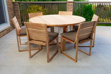 7 pc Venice Teak Armless Dining Set with 60" Round Dining Table