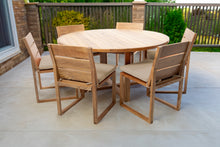 7 pc Venice Teak Armless Dining Set with 60" Round Dining Table