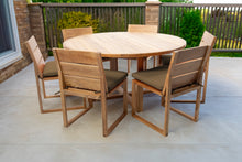 7 pc Venice Teak Armless Dining Set with 60" Round Dining Table