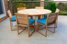 7 pc Venice Teak Armless Dining Set with 60" Round Dining Table