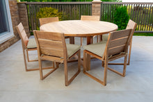 7 pc Venice Teak Armless Dining Set with 60" Round Dining Table