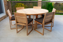 7 pc Venice Teak Armless Dining Set with 60" Round Dining Table