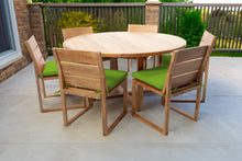 7 pc Venice Teak Armless Dining Set with 60" Round Dining Table