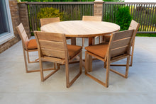 7 pc Venice Teak Armless Dining Set with 60" Round Dining Table