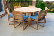 7 pc Venice Teak Armless Dining Set with 60" Round Dining Table