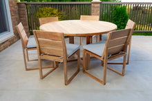 7 pc Venice Teak Armless Dining Set with 60" Round Dining Table