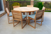 7 pc Venice Teak Armless Dining Set with 60" Round Dining Table