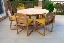 7 pc Venice Teak Armless Dining Set with 60" Round Dining Table