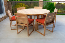 7 pc Venice Teak Armless Dining Set with 60" Round Dining Table