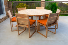 7 pc Venice Teak Armless Dining Set with 60" Round Dining Table
