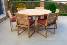 7 pc Venice Teak Armless Dining Set with 60" Round Dining Table