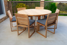 7 pc Venice Teak Armless Dining Set with 60" Round Dining Table