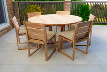 7 pc Venice Teak Armless Dining Set with 60" Round Dining Table