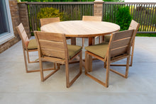 7 pc Venice Teak Armless Dining Set with 60" Round Dining Table
