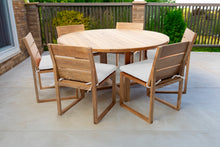 7 pc Venice Teak Armless Dining Set with 60" Round Dining Table
