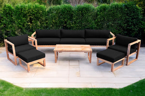 7 pc Venice Teak Deep Seating Deluxe Sofa with Coffee Table. Sunbrella Cushion.
