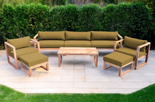 7 pc Venice Teak Deep Seating Deluxe Sofa with Coffee Table. Sunbrella Cushion.
