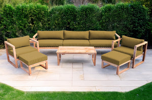 7 pc Venice Teak Deep Seating Deluxe Sofa with Coffee Table. Sunbrella Cushion.