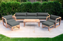 7 pc Venice Teak Deep Seating Deluxe Sofa with Coffee Table. Sunbrella Cushion.