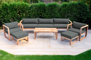 7 pc Venice Teak Deep Seating Deluxe Sofa with Coffee Table. Sunbrella Cushion.
