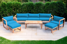 7 pc Venice Teak Deep Seating Deluxe Sofa with Coffee Table. Sunbrella Cushion.