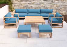 7 pc Venice Teak Deep Seating Deluxe Sofa with Square Coffee Table. Sunbrella Cushion.
