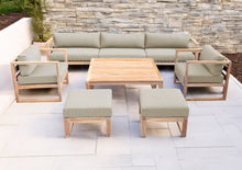 7 pc Venice Teak Deep Seating Deluxe Sofa with Square Coffee Table. Sunbrella Cushion.