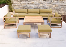 7 pc Venice Teak Deep Seating Deluxe Sofa with Square Coffee Table. Sunbrella Cushion.