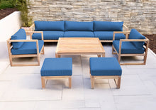 7 pc Venice Teak Deep Seating Deluxe Sofa with Square Coffee Table. Sunbrella Cushion.
