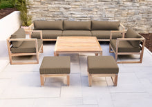 7 pc Venice Teak Deep Seating Deluxe Sofa with Square Coffee Table. Sunbrella Cushion.