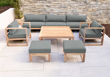 7 pc Venice Teak Deep Seating Deluxe Sofa with Square Coffee Table. Sunbrella Cushion.