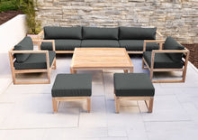 7 pc Venice Teak Deep Seating Deluxe Sofa with Square Coffee Table. Sunbrella Cushion.