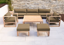 7 pc Venice Teak Deep Seating Deluxe Sofa with Square Coffee Table. Sunbrella Cushion.
