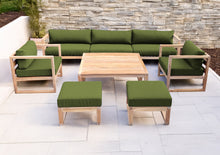 7 pc Venice Teak Deep Seating Deluxe Sofa with Square Coffee Table. Sunbrella Cushion.