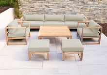 7 pc Venice Teak Deep Seating Deluxe Sofa with Square Coffee Table. Sunbrella Cushion.