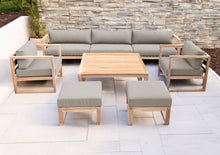 7 pc Venice Teak Deep Seating Deluxe Sofa with Square Coffee Table. Sunbrella Cushion.
