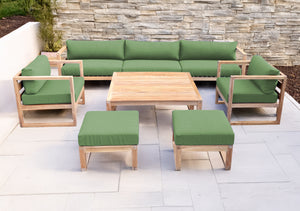 7 pc Venice Teak Deep Seating Deluxe Sofa with Square Coffee Table. Sunbrella Cushion.