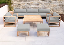 7 pc Venice Teak Deep Seating Deluxe Sofa with Square Coffee Table. Sunbrella Cushion.