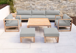 7 pc Venice Teak Deep Seating Deluxe Sofa with Square Coffee Table. Sunbrella Cushion.