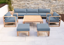 7 pc Venice Teak Deep Seating Deluxe Sofa with Square Coffee Table. Sunbrella Cushion.