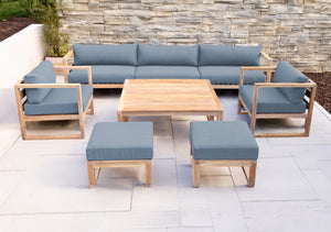 7 pc Venice Teak Deep Seating Deluxe Sofa with Square Coffee Table. Sunbrella Cushion.