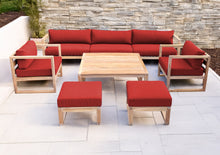 7 pc Venice Teak Deep Seating Deluxe Sofa with Square Coffee Table. Sunbrella Cushion.