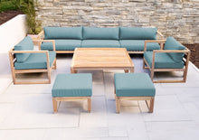 7 pc Venice Teak Deep Seating Deluxe Sofa with Square Coffee Table. Sunbrella Cushion.