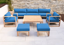 7 pc Venice Teak Deep Seating Deluxe Sofa with Square Coffee Table. Sunbrella Cushion.
